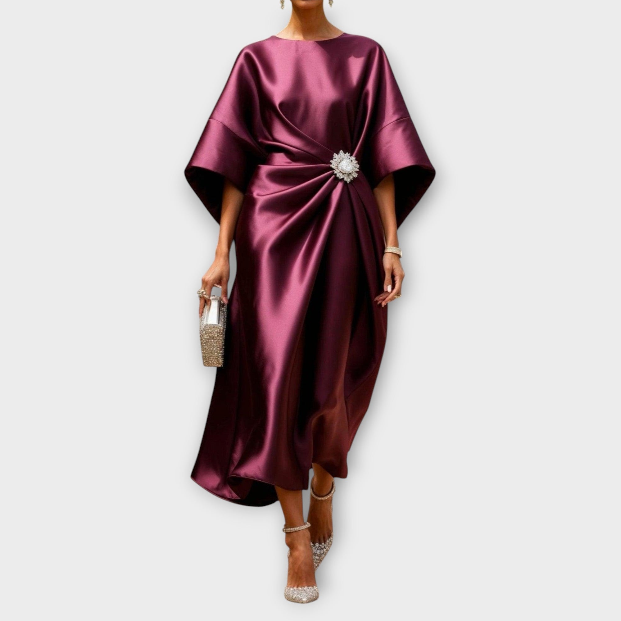 Elegant Satin Midi Dress