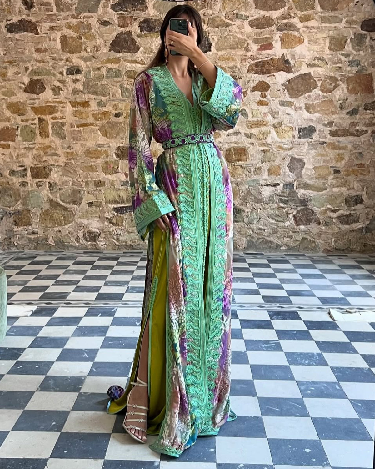 Women's Long Sleeve Embroidered Moroccan Dress