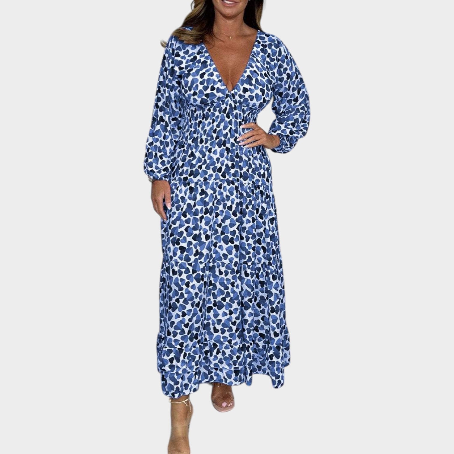 Long Sleeve Printed Maxi Dress