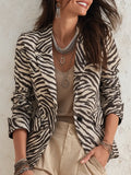 Modern Sand Zebra Print Blazer