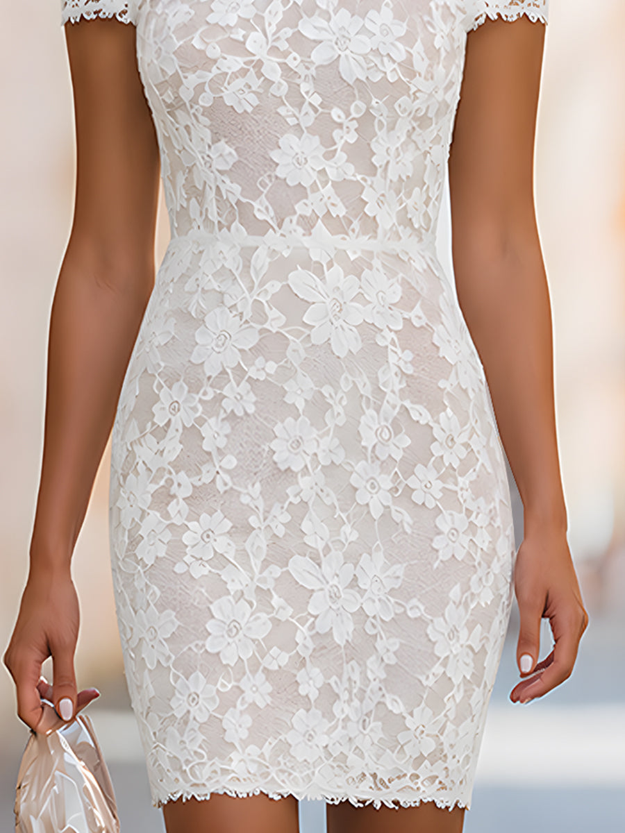 Floral Lace Cold-Shoulder Mini Dress