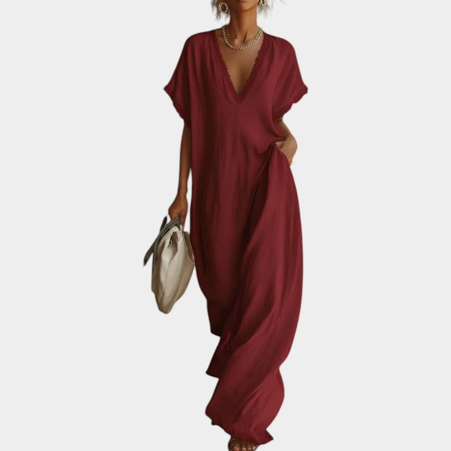 Deep V-Neck Maxi Dress