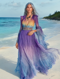 Summer vacation fashion elegant contrast color dress 704f