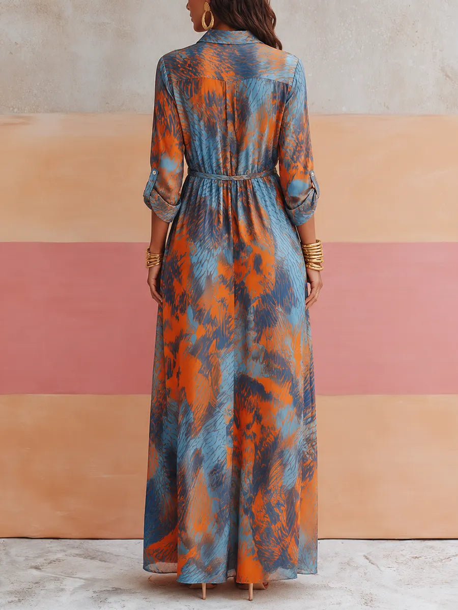 Vintage-Style Art Print — Bold Bohemian Look  Maxi Dress