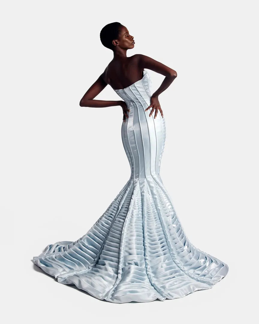 BlUEMOON Gradient Ice Cold Blue Cosmic Couture Gown