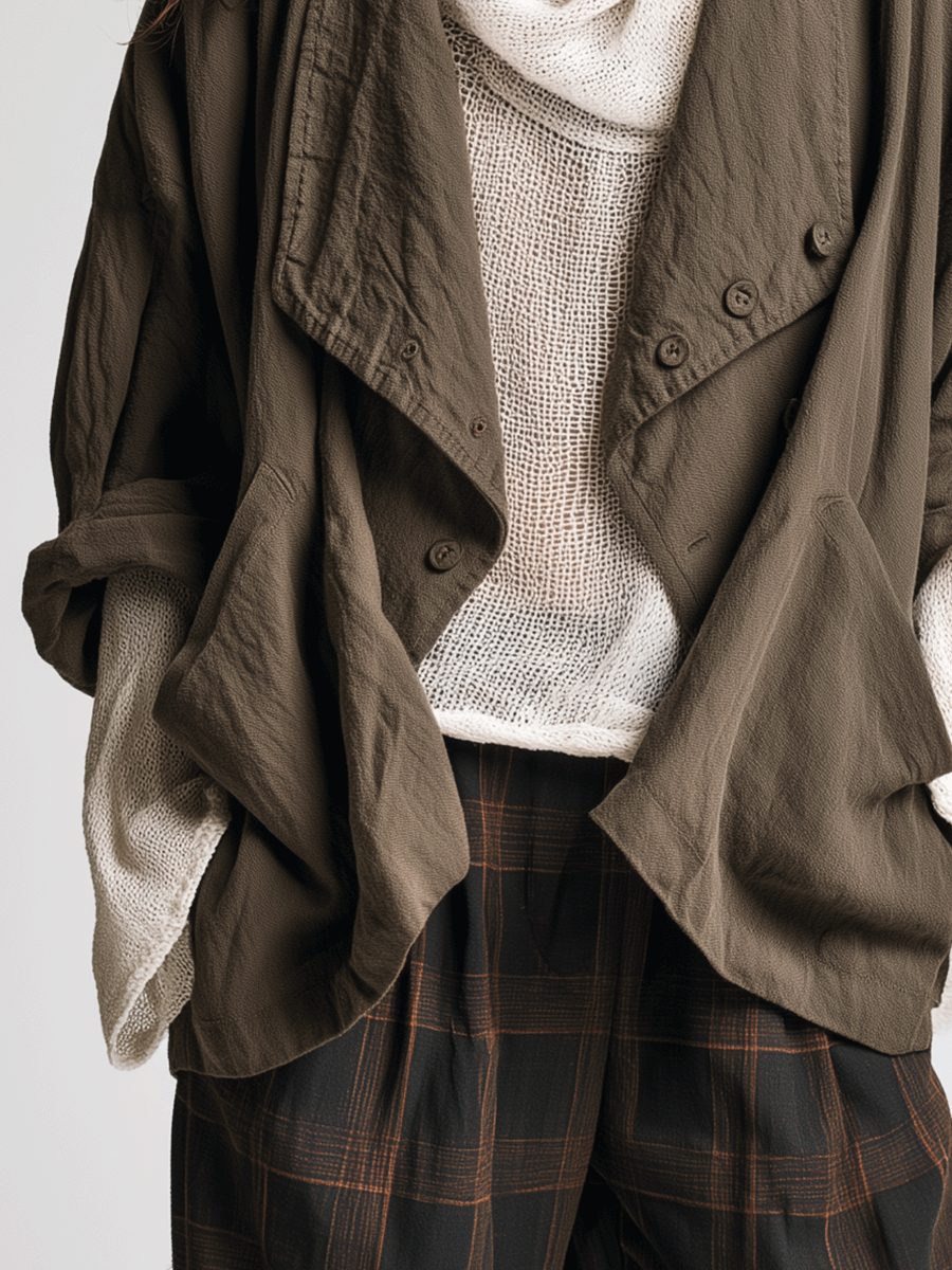 Utility Chic Washed-Cotton Open-Front Drop-Shoulder Army Green Shacket