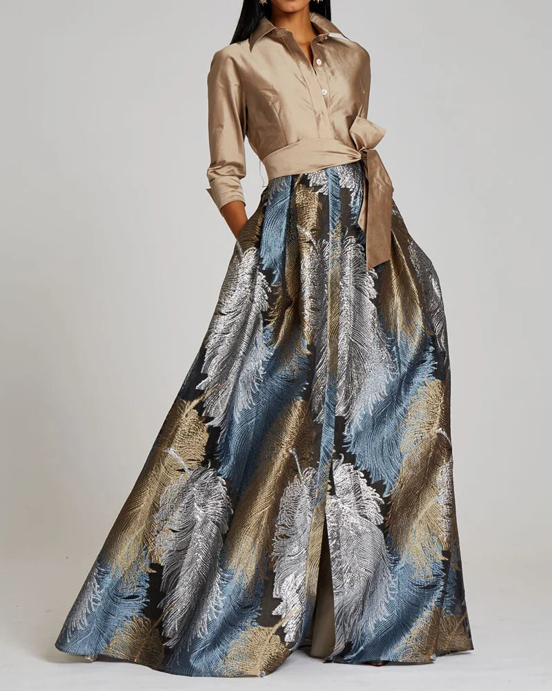 Contrasting Maxi Dress Shirt Collar - 01