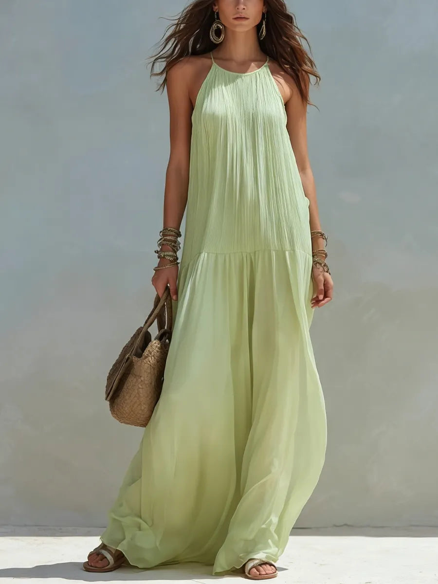Bohemian Pistachio Green Maxi Dress