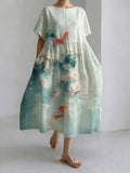 Japanese Style Pond Moonlight Round Neck Leisure Dress