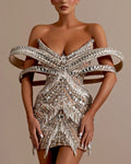 Sexy 3D Sequin Tassel Mini Dress
