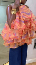 Women's Halter Neck Multi-Layered Ruffle Design Top
