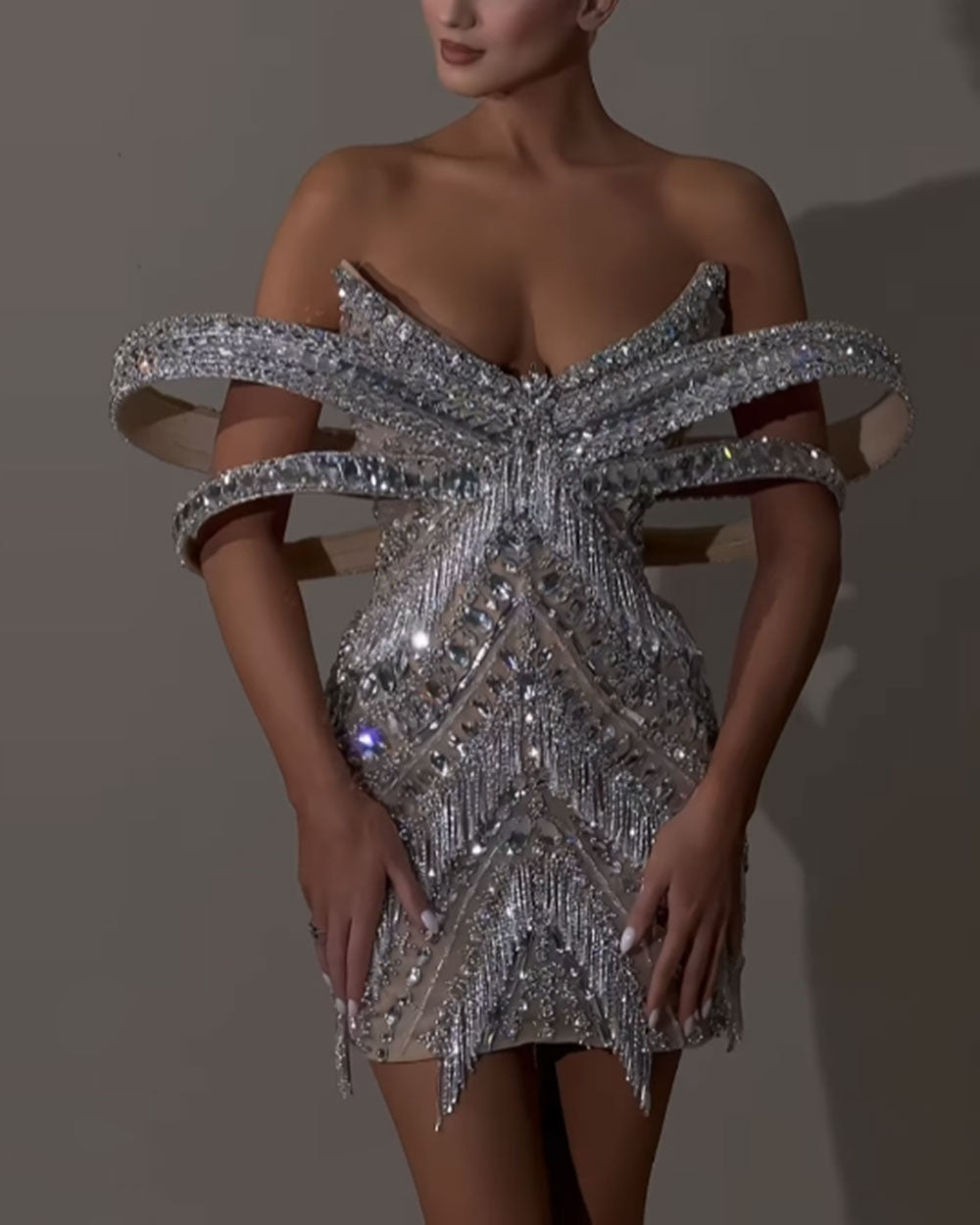 Sexy 3D Sequin Tassel Mini Dress
