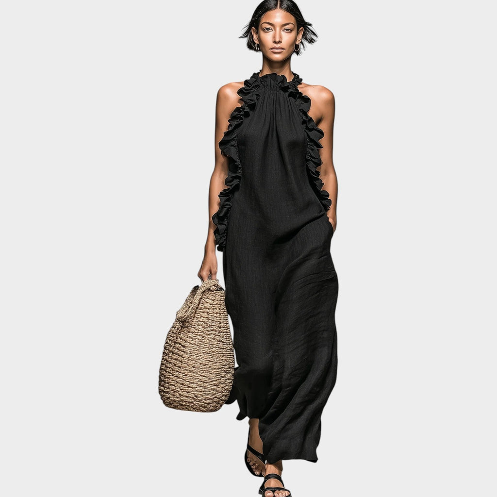 Ruffle Halter Maxi Dress