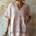 Vintage Floral Lace Art Comfy V Neck T Shirt 987f