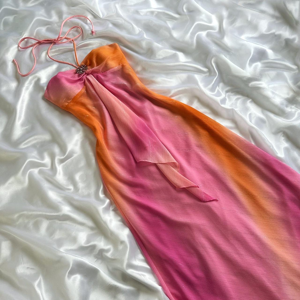 Women's Pink and Orange Dress