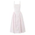 Soleina Pink or Yellow Gingham Midi Dress – Pretty Summer Day Dress with Fitted Bodice and Full Skirt