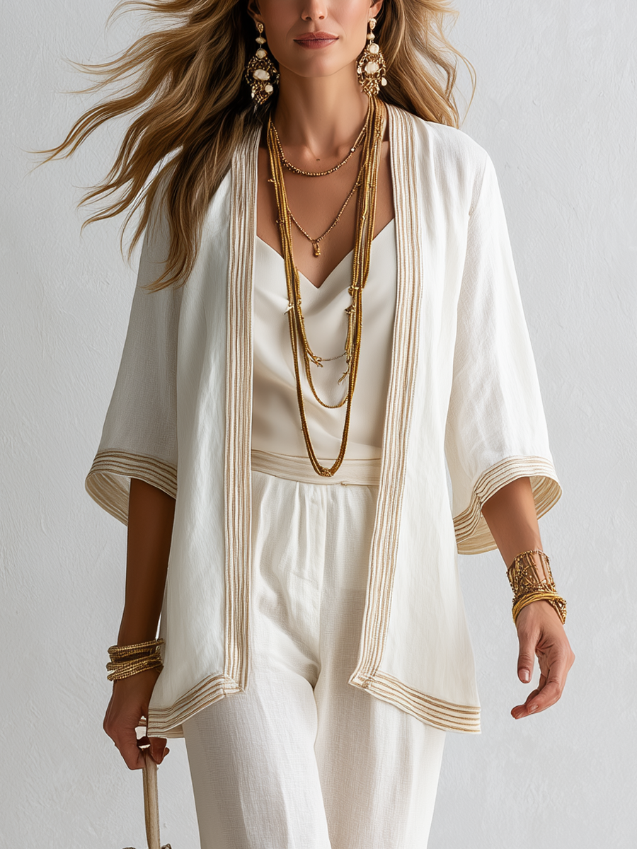 Bohemian Style Gold Rimmed Three Piece Set