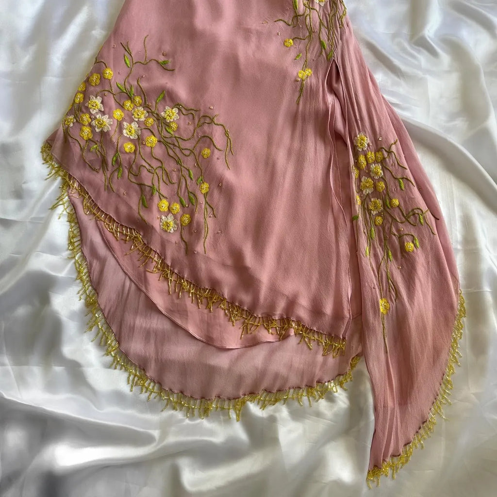 Women's Pink and Yellow Dress