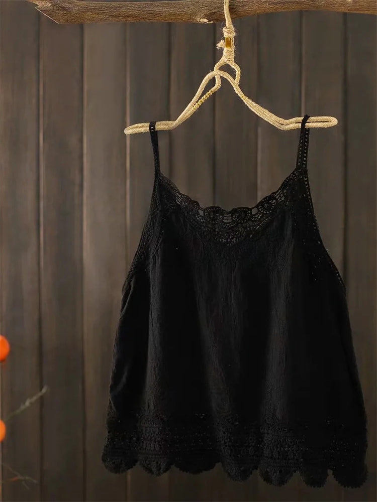 Boho Lace Patchwork Hem Comfy Cami Top
