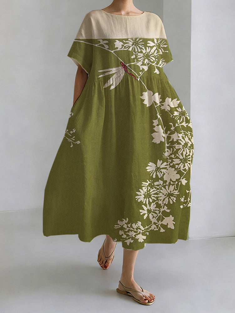 Spring Day Dragonfly Round Neck Leisure Dress