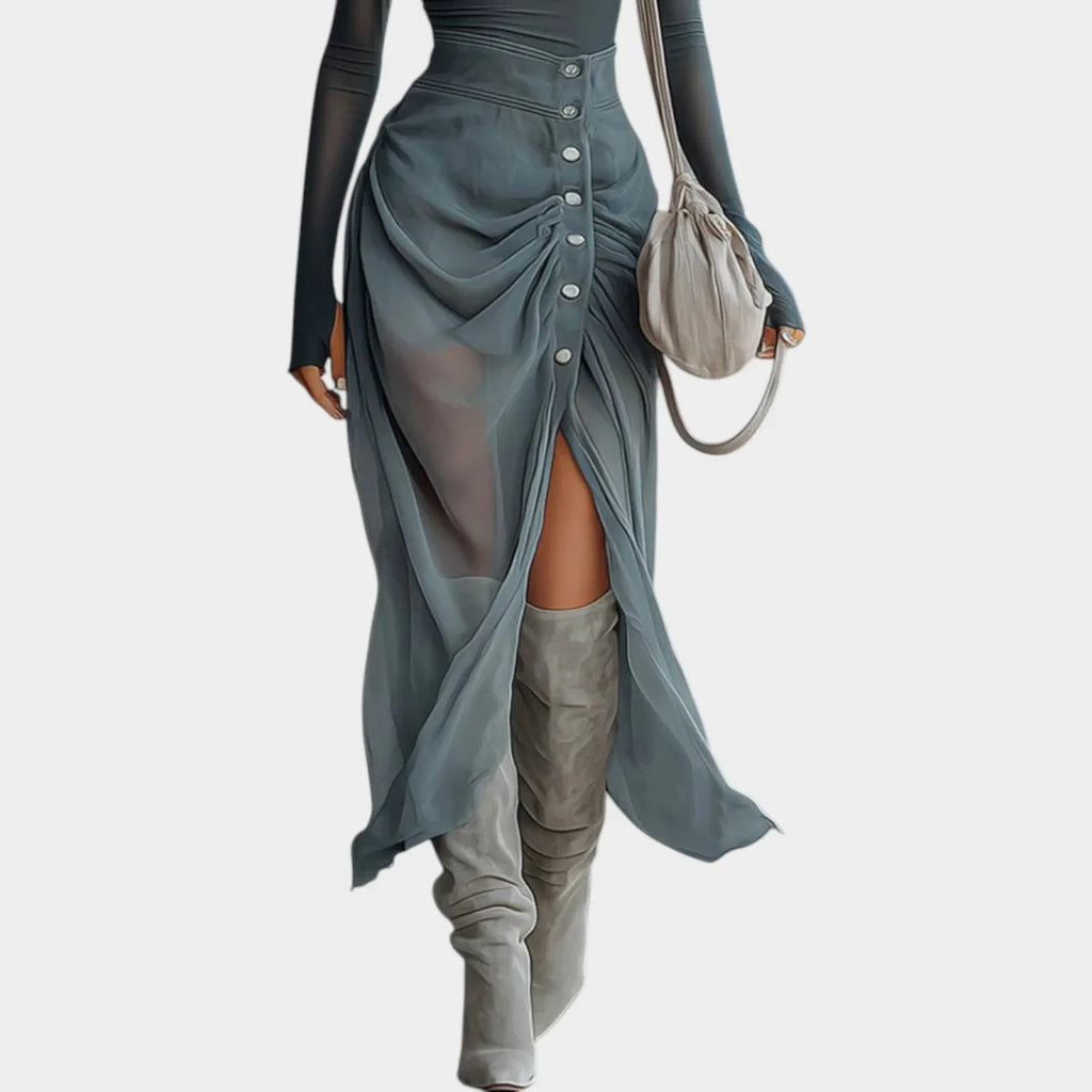 Asymmetrical One-Shoulder Sheer Dress