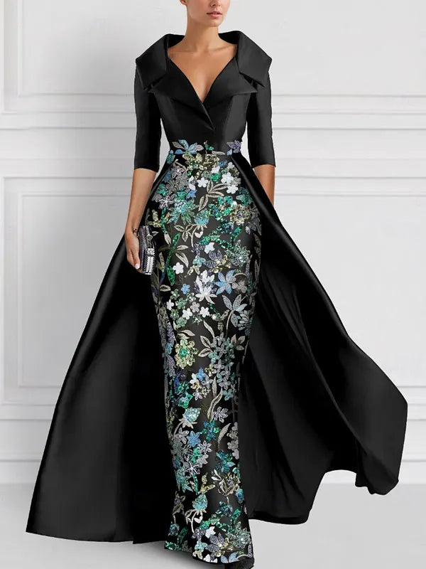 Satin Split Temperament Women's Dress