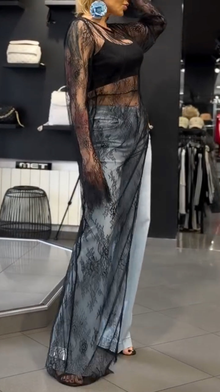 Women's Lace Irregular Long Fashion Top