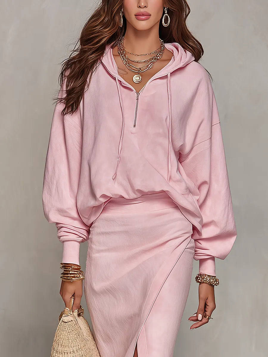 Bohemian Pink Sweatshirt And Skirt Set