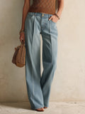 Coastal Casual Light Wash Palazzo Denim Pants