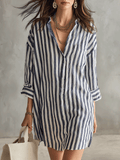 Relaxed Striped Oversized Blue & White Shirt Mini Dress