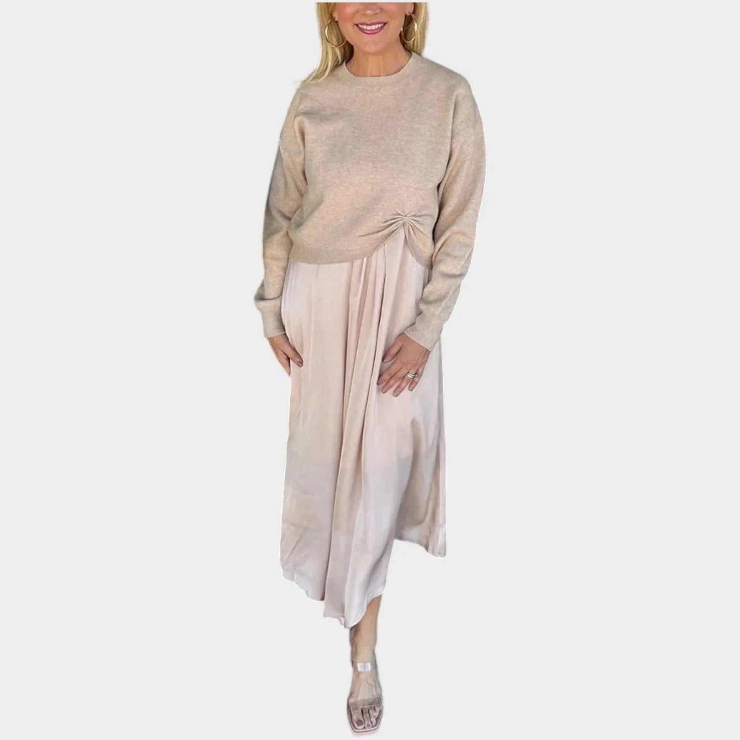 Soft Knit Twist Midi Dress