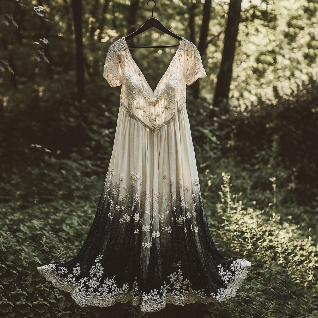 Floral Embroidered Pattern Linen Contrast Color Short Sleeve Dress