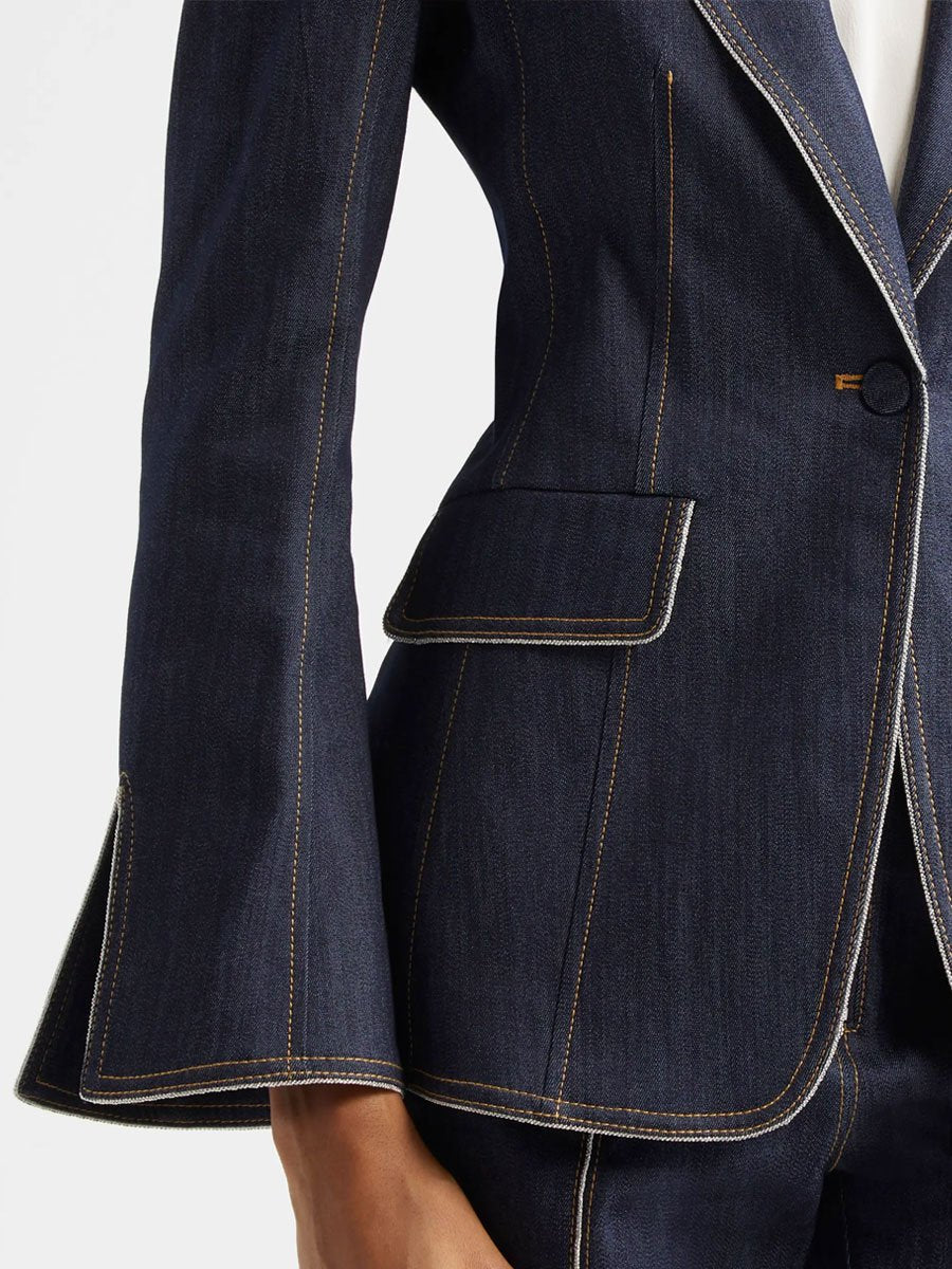 [24-hour shipping out]Retro Slim Fit Bell Sleeve Slit Denim Blazer