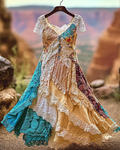 Summer Vintage Floral Lace Patchwork Dress ad9d