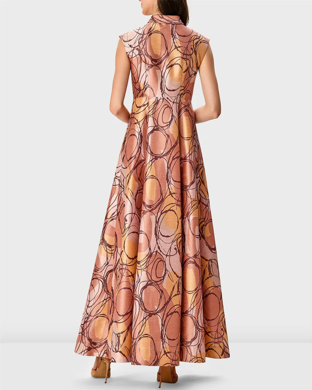 Women's Lapel Sleeveless Printed Dress