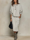 Relaxed Oatmeal Utility Skirt Set