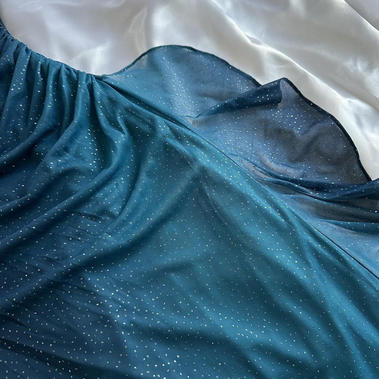 Indigo Shiny Elegant Fashion Strapless Long Tulle Prom Dress Evening Dress Birthday Party Dress