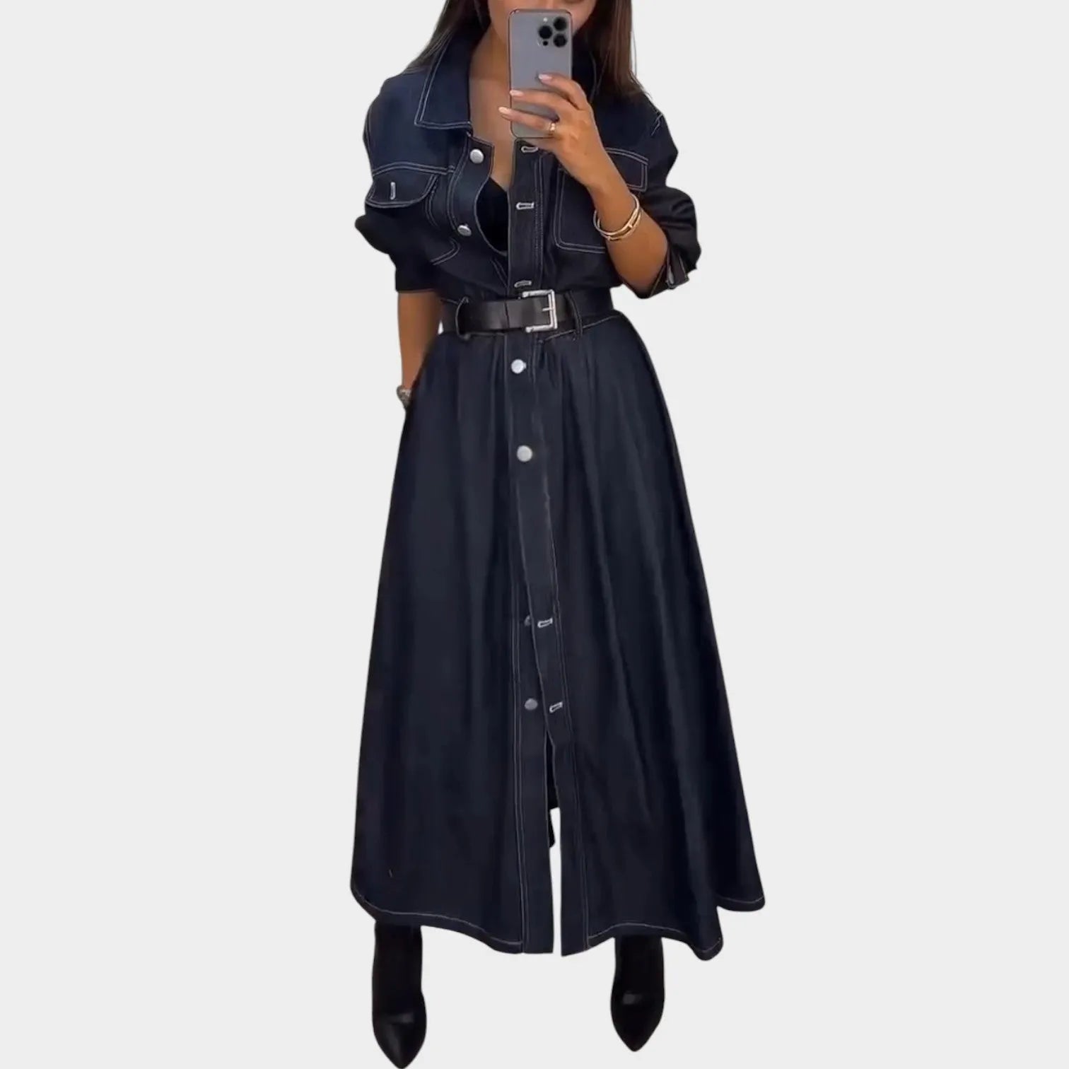 Denim Shirt Maxi Dress