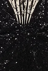 Short Sleeve Sequin Structured Maxi Dress Black