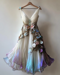 Summer irregular lace patchwork beaded dress cdb4