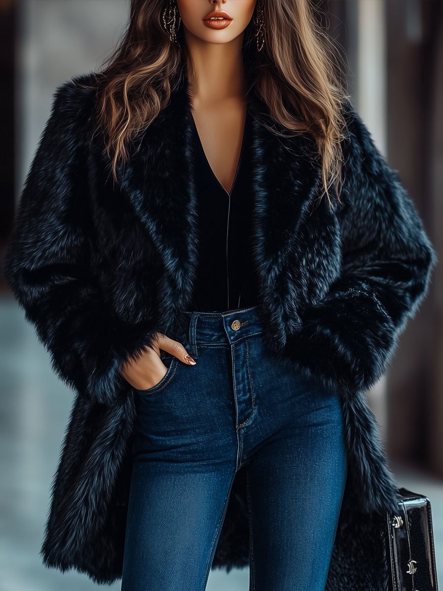 [24-hour shipping out]Casual Loose Retro Fashion Faux Fur Coat