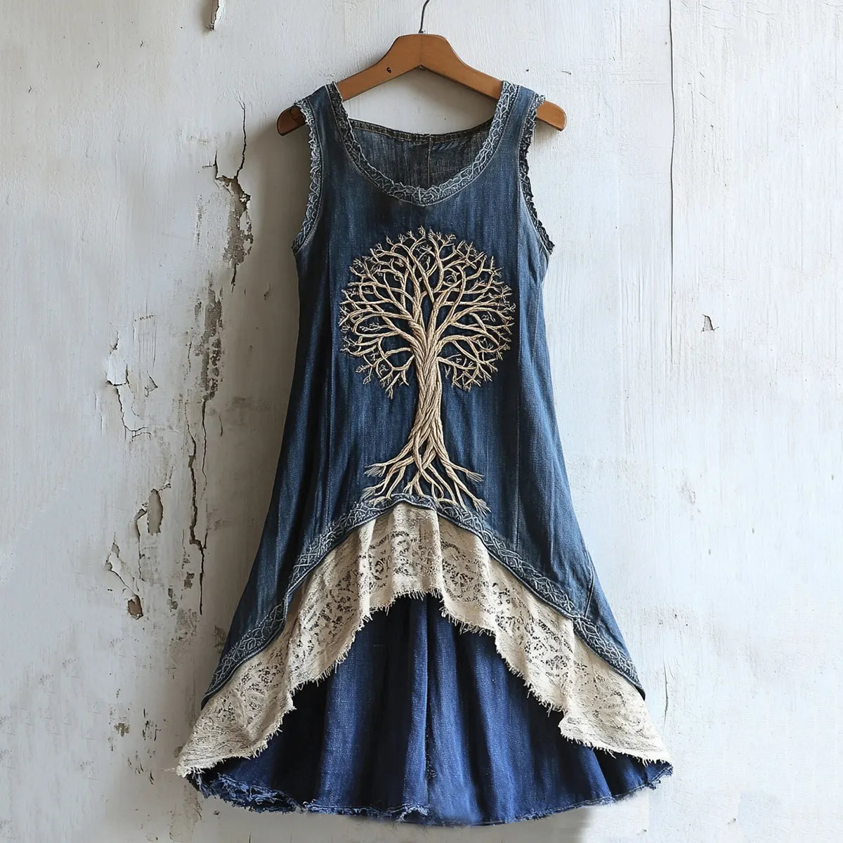 Women's Vintage Viking Tree Of Life Art Lace Tank Dress