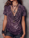 Boho Sexy Tie-dye Cowl-neck Cotton Shirt