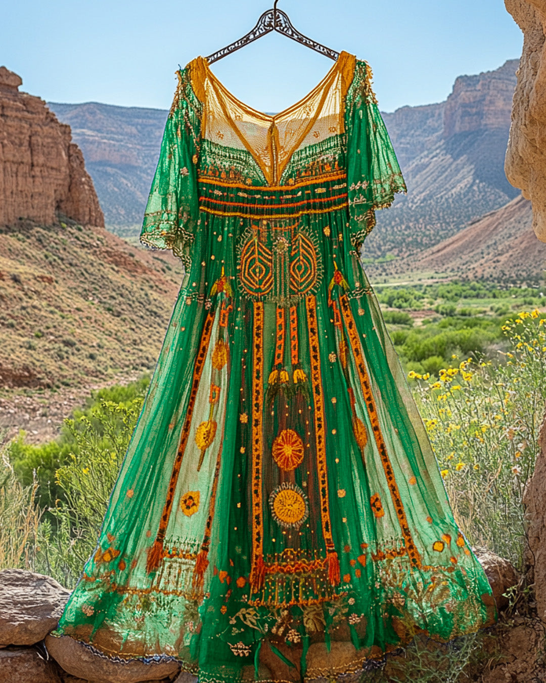 Summer Vintage Bohemian Lace Embroidery Dress dec5