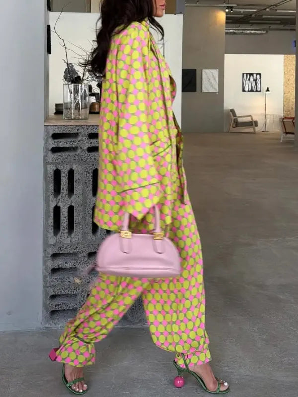 Polka Dot Blazer & Jogger Pants Co‑Ord Set