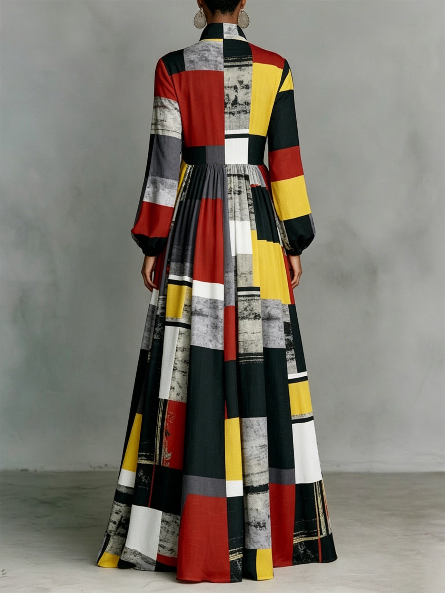 Retro Color-block Geometric Maxi Dress — Elegant, Romantic, And Perfect For A Resort Getaway