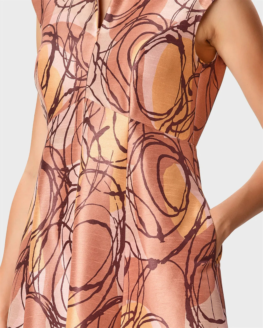 Women's Lapel Sleeveless Printed Dress