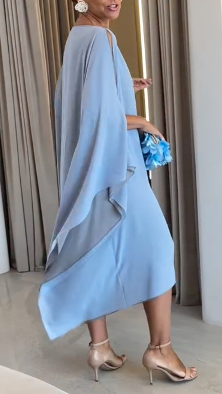 Light Blue Draped Kaftan Maxi Dress
