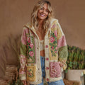 Women's Vintage Patchwork Floral Art Hooded Cardigan