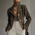 Women's Autumn And Winter Western Retro Suede Fabric Loose Casual Lapel Suit Jacket
